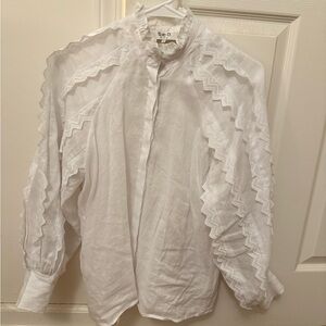 Sea NY White Zig Zag Blouse